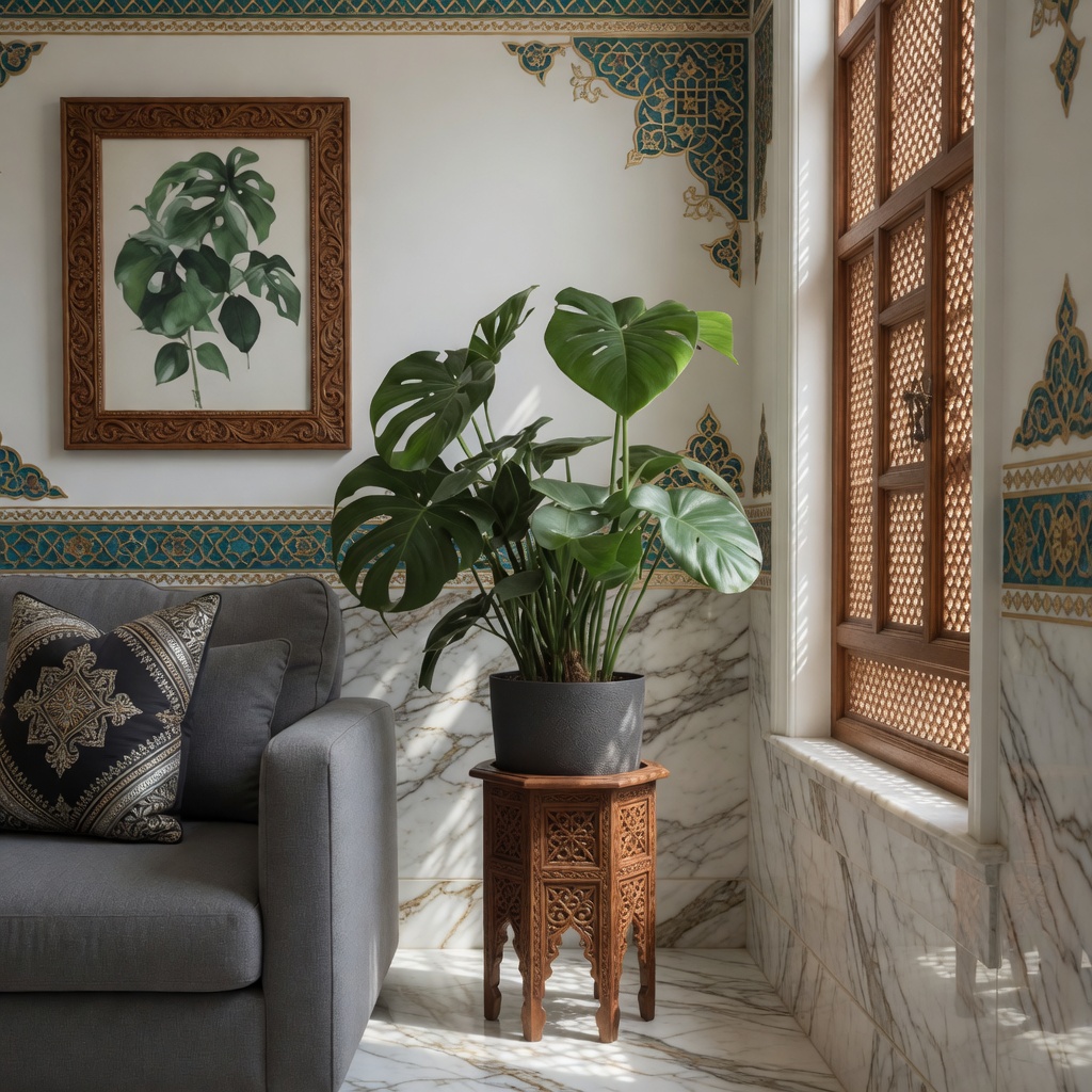 Monstera indoor plant in a decorative interior